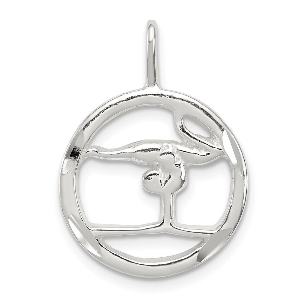 925 Sterling Silver Sports Theme Gymnastics Necklace Charm Pendant